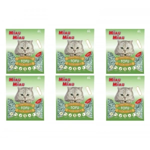 Pachet 6 x Nisip pentru pisici MIAU MIAU Tofu ALOE VERA 6L