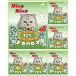 Pachet 6 x Nisip pentru pisici MIAU MIAU Tofu ALOE VERA 6L - Img 2