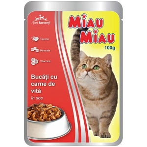 Pliculete MIAU MIAU cu Carne de Vita in Sos 24x100g