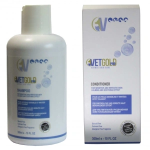 Promotie Sampon + Balsam Vetgold, pentru caini si pisici, cu pielea sensibila si iritata, 600 ml