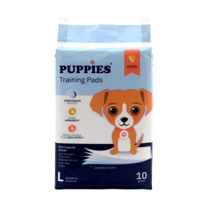Set covorase absorbante cu benzi adezive, cu fermoni, Puppies L, 60x60 cm, 10 buc