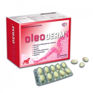 Supliment nutritional pentru caini si pisici, Oleoderm 60 capsule moi gelatinoase