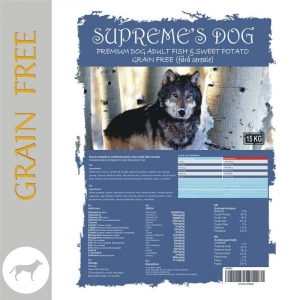 SUPREME'S PREMIUM ADULT FISH NO GRAIN 15 kg + CADOU CONSERVA BTG CLASSIC 1240 gr