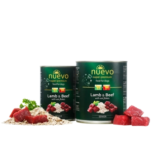 Conserva Nuevo Dog Senior Miel, Vita si Fulgi de Ovaz 800 gr