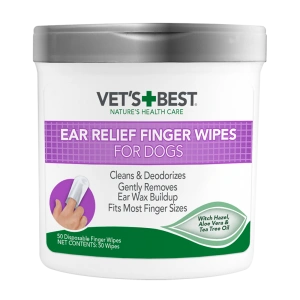 Degetare curatare urechi pentru caini, Vet's Best, 50 buc