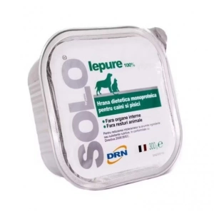 Hrana pentru caini si pisici, Solo, conserva monoproteica, carne de iepure, 300 g