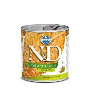 Hrana umeda pentru caini N&D, Ancestral Grain, Mistret si Mar, 285 gr