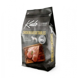 Kudo Adult - Hrana uscata, presata la rece - Pui si Legume - 12kg + cadou Kudo Carne Rosie si Legume - 3kg