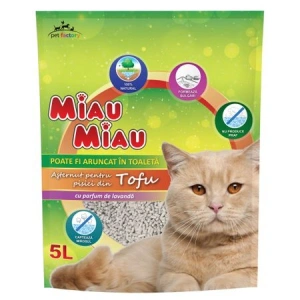 Pachet 6 x Nisip pentru pisici Miau Miau, Tofu Lavanda, 5L