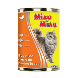 Pachet Conserve Pisici MIAU MIAU cu Carne de Pui 6x415g