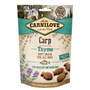 Recompense pentru caini Carnilove Semi Moist cu Crap si Cimbru, 200 gr