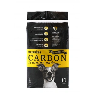Set covorase absorbante cu benzi adezive, Puppies Premium Carbon L, 60x60 cm, 10 buc