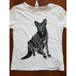 Tricou personalizat, din bumbac, pictat manual cu vopsele acrilice speciale pentru textile, nontoxice. - Img 4