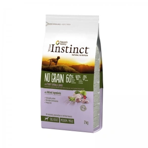 True Instinct Dog No Grain, Medium-Maxi Adult cu Curcan, 2 kg