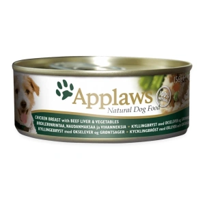 Applaws Dog Adult Piept de Pui, Ficat de Vita si Legume, Conserva 156 gr