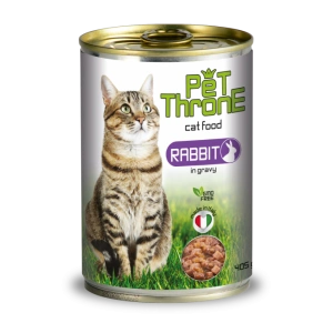 Conserva pentru pisici, Pet Throne, cu Iepure, 405 g