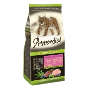 Hrana uscata pentru pisici Primordial Grain Free Kitten Rata Curcan 6 kg