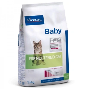Hrana uscata pentru pisicute, Virbac HPM Baby Pre Neutred cu somon 1.5 kg