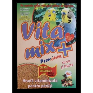 Hrana vitaminizata pentru perusi, Vitamix premium cu ou si fructe, cutie 400 gr - Img 2