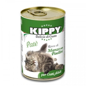 Pate Kippy cat, cu vita si mazare, 400g