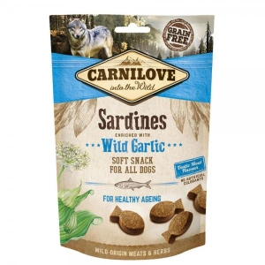 Recompense pentru caini Carnilove Semi Moist cu Sardine si Usturoi, 200 gr