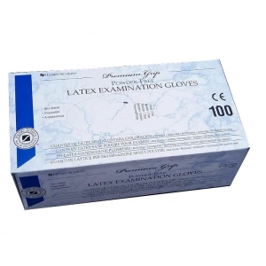 Set 100 bucati Manusi de examinare din latex Supergrip, nepudrate, cu suprafata microstructurata si margine rotunjita, marimea XS - Img 1