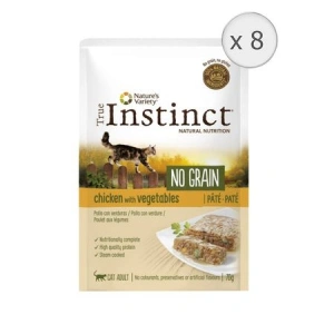 Set 8 Plicuri True Instinct Cat Pate No Grain Pui si Legume, 70 gr