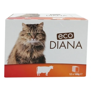 Set hrana umeda pentru pisici, Eco Diana, cu vita, 12 plicuri x 100 gr - Img 2
