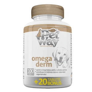Supliment nutritiv pentru caini Petway Omega Derm, 100 tablete + 20 bonus