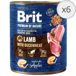 Bax 6 conserve Brit Premium by Nature Lamb with Buckwheat 800 g