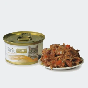 Brit Care Pisica Tuna, Carrot and Peas conserva 80 gr