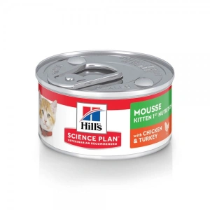 Conserva Hill's SP Feline Kitten Mousse Pui si Curcan, 82 g