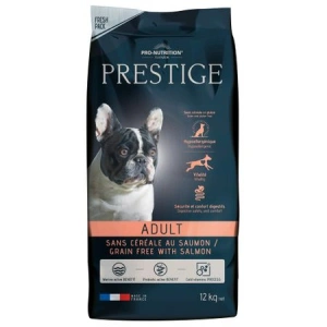 Hrana uscata hipoalergenica pentru caini, Prestige Adult, fara cereale, cu somon, 12 kg