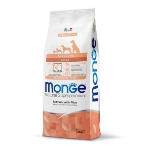 Monge Natural Superpremium Monoprotein Adult All Breeds - Somon si Orez - 12kg