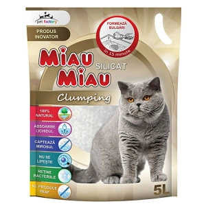 Nisip silicat Miau Miau Clumping, 5L