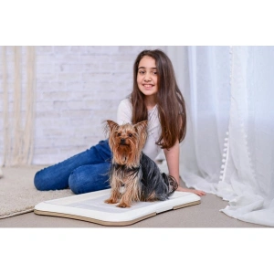 Prosop super absorbant pentru caini, Puppies, cu buzunare pentru maini, din microfibra cu uscare rapida, cu doua fete, 70 x 30 cm - Img 2