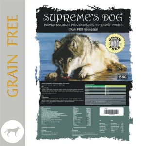 SUPREME'S PREMIUM ADULT PRESSED FISH NO GRAIN 15 kg + CADOU CONSERVA BTG CLASSIC 1240 gr