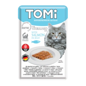 Tomi Pisici Sterilizate cu Somon in aspic, 22 x plicuri 85 g