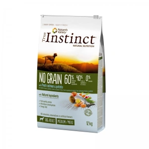 True Instinct Dog No Grain, Medium-Maxi Adult cu Somon, 12 kg