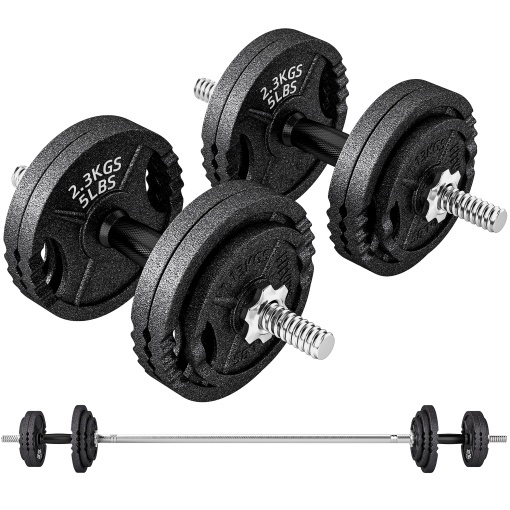 Set Greutăți Sală 2 în 1 Reglabile de 42kg din Oțel, Set Gantere ...