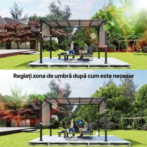 2 Bucăți Husă de Schimb pentru Pergolă, Copertină de Umbrire, Ușor de Instalată, pentru Pergolă 3 x 3(m), Bej - Img 7