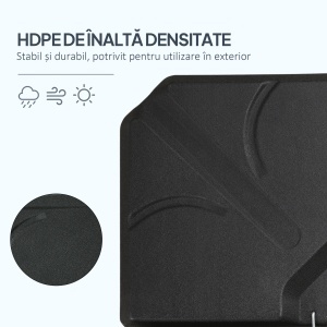 4 bucati baza de umbrela din plastic HDPE, umpluta cu apa si nisip pana la 18 kg, 103x103x8,3 cm, negru - Img 6