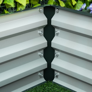 4' x 2' x 1' Pat de Gradina Galvanizat Inaltat, Cutie de Plantare din Metal Pat Inaltat pentru Legume, Flori, Plante si Plante Aromatice, Verde - Img 9
