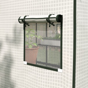 Acoperiș de Înlocuire pentru Seră Walk-in din PE cu Ușă Rulabilă și Ferestre, 140 x 143 x 190cm, Alb - Img 9