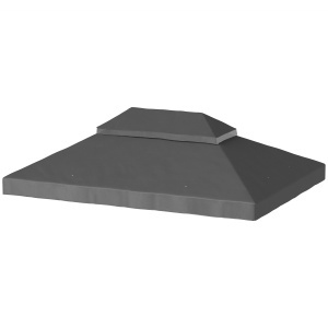 Acoperiș de rezervă pentru pavilion, 3 x 4 m, husă de rezervă cu orificii de scurgere, poliester, protecție solară, UPF30+, Gri închis - Img 6