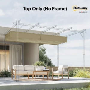 Acoperiș de Schimb pentru Pergolă cu 10 Orificii de Drenaj, Permeabil, 4x3 m, Bej - Img 9