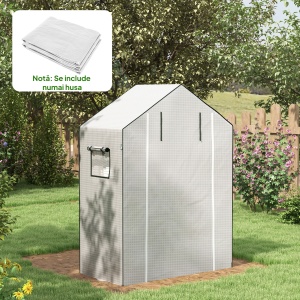 Acoperiș de Schimb pentru Seră PE Walk-in cu Ușă Rulabilă și Ferestre, 143 x 70 x 190cm, Verde - Img 2