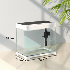 Acvariu 17L – Cu Iluminare LED, Filtru & Pompa de Apa, Alb - Img 3