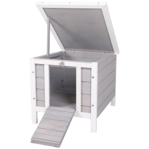 Adapost mic, din lemn, pentru iepuri, casuta pentru porcusori de Guineea, gri 46x39x30 cm - Img 1