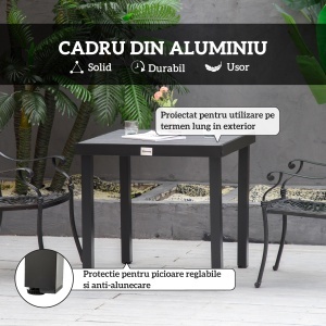 Aluminum Outdoor Patio Dining Table for 4 for Garden Lawn Backyard, Natural - Img 5